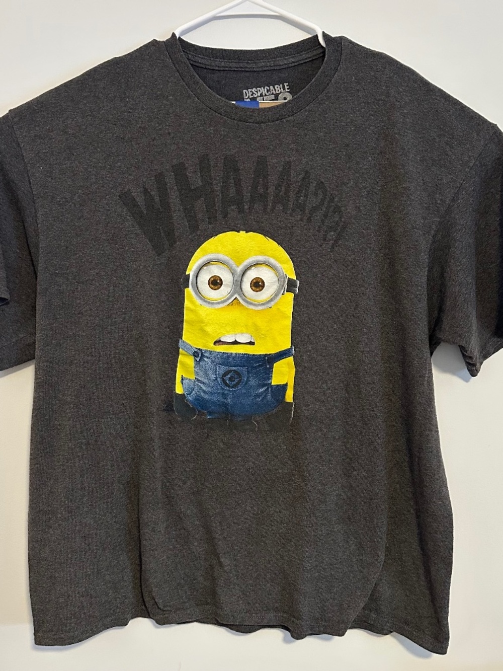 Despicable Me 2 Minion Graphic Print T-Shirt 2XL Gray Y2K Movie Short Sleeve